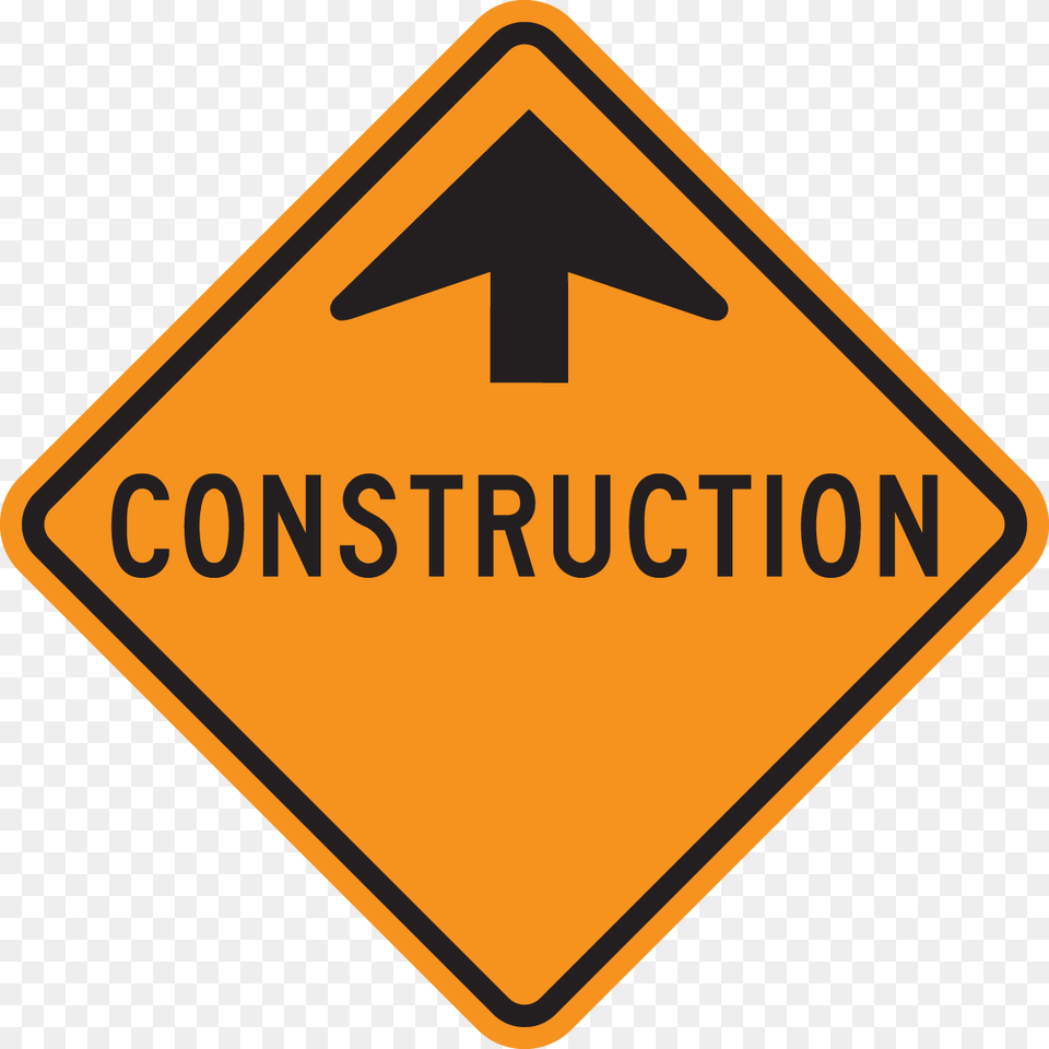 Construction Ahead Dim Construction Sign, Symbol, Road Sign, Disk Free Png