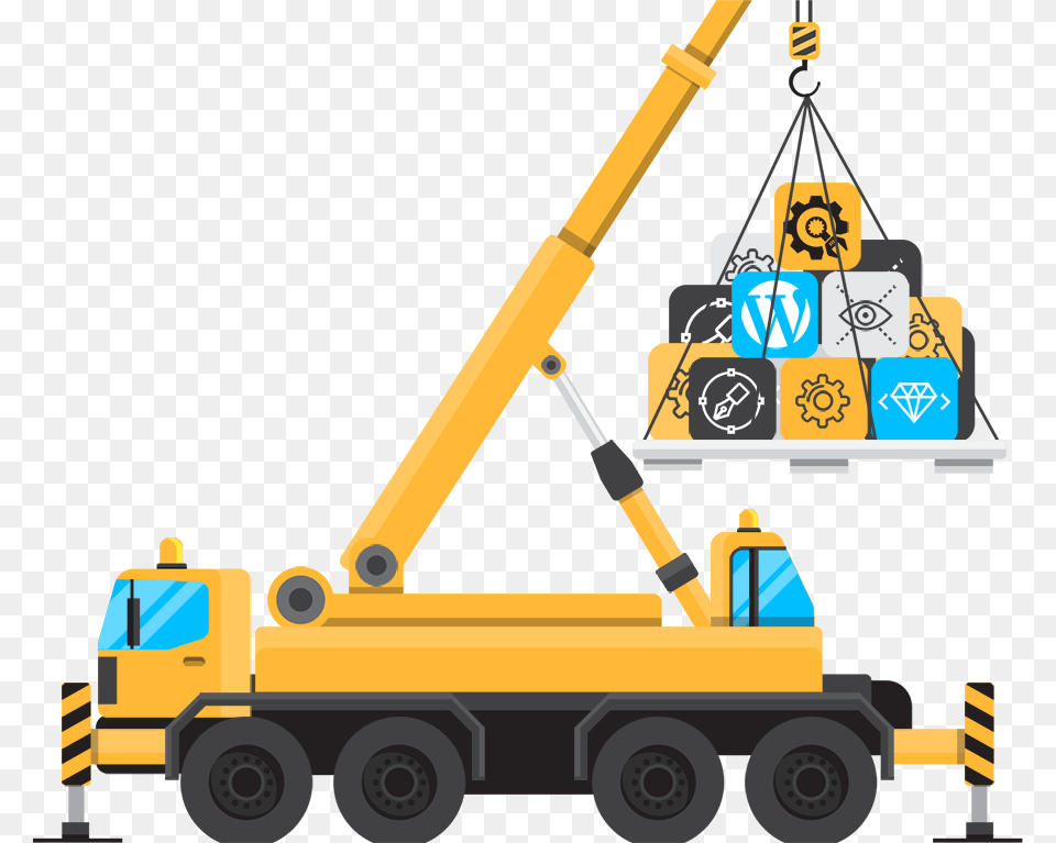 Construction Crane Clipart, Construction Crane, Bulldozer, Machine, Wheel Free Png