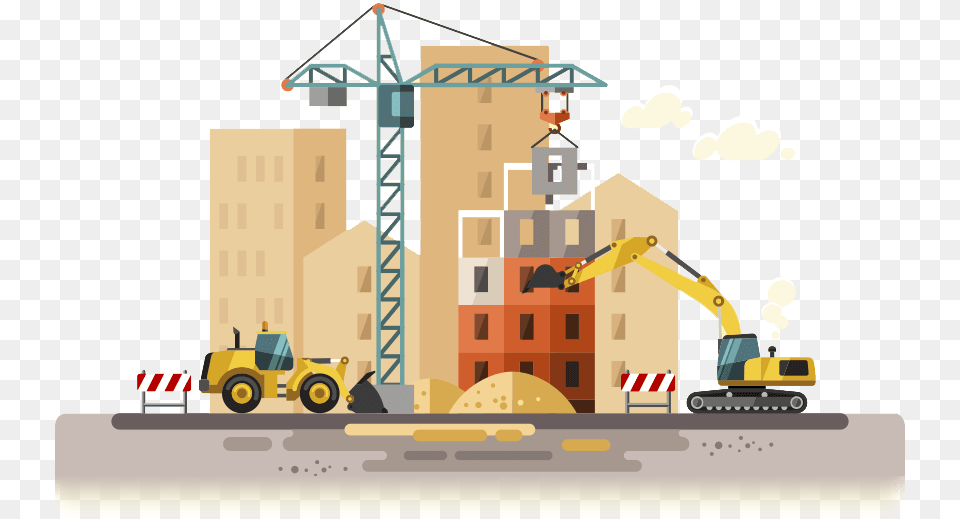 Construction Digital Marketing Building Construction Clipart, Construction Crane, Bulldozer, Machine, City Png Image