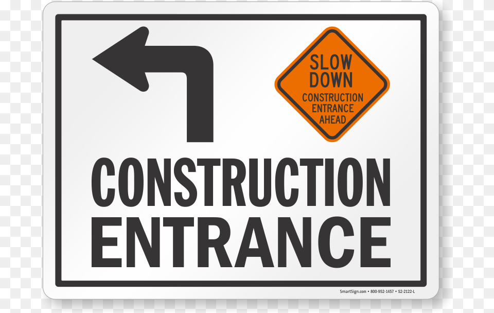 Construction Entrance Sign Smartsign By Lyle Smartsign Aluminum Osha Safety Sign, Symbol, Road Sign, Scoreboard Free Png Download