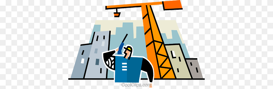 Construction Foreman On A Walkie Talkie Royalty Vector Clip, Utility Pole, Construction Crane Free Png Download
