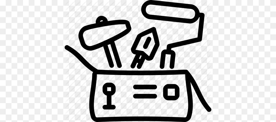 Construction Garden Hammer Paint Roller Toolbox Work Icon, Device Png