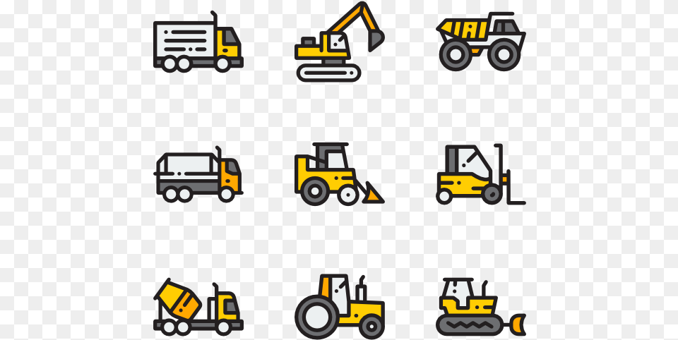 Construction Machinery Vector Icons, Machine, Bulldozer, Transportation, Vehicle Png