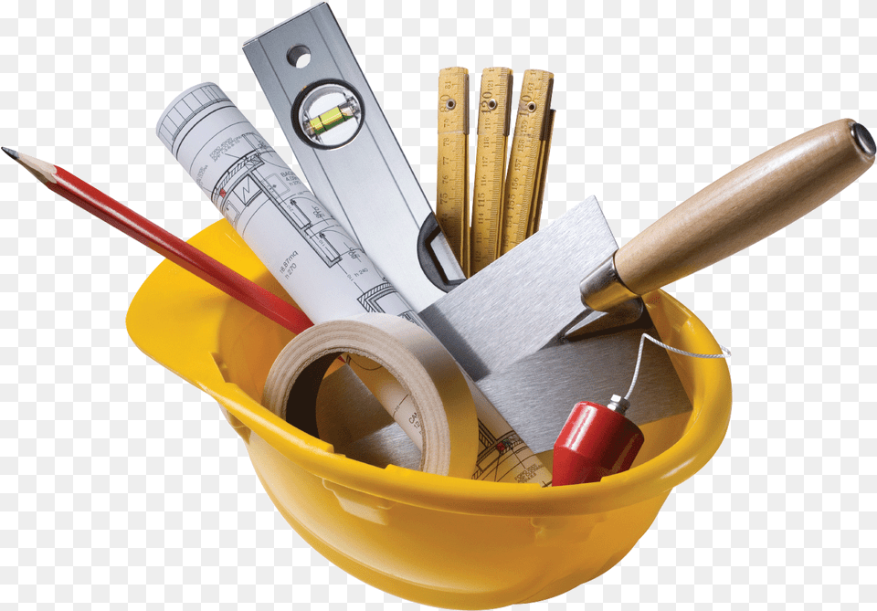 Construction Tools Clipart Black And White Building Construction Tools, Cup, Tape, Clothing, Hardhat Png