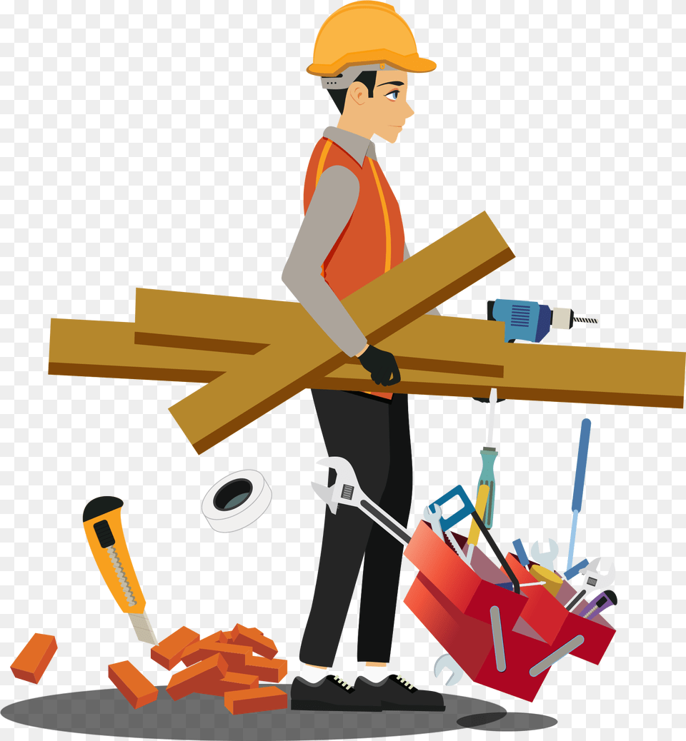 Construction Tools Clipart Clip Art Construction Worker, Clothing, Hardhat, Helmet, Person Free Png