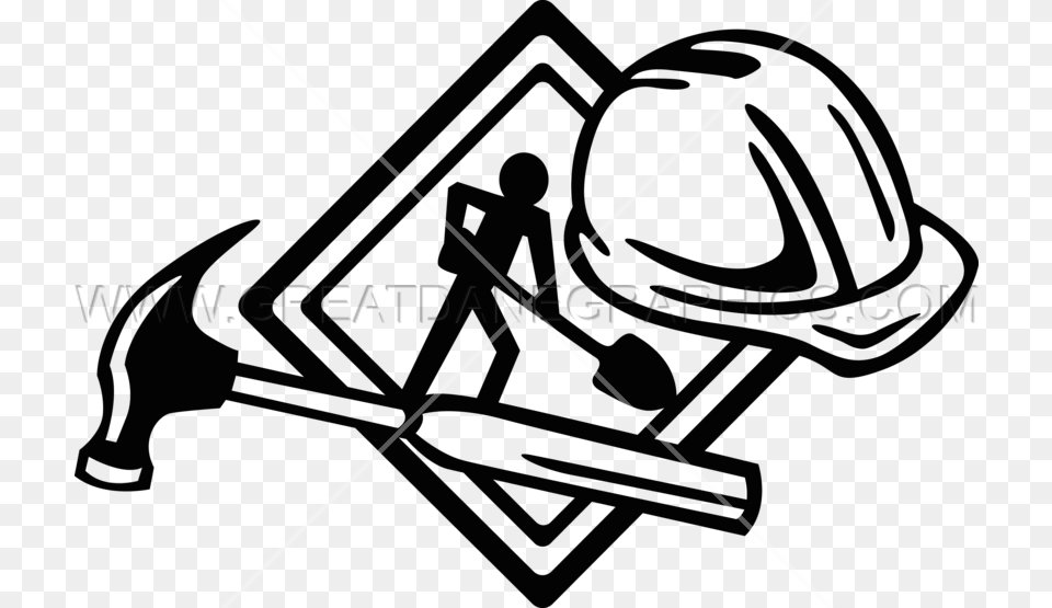 Construction Tools Construction Clipart Black And White, Helmet, Clothing, Hardhat, Person Png