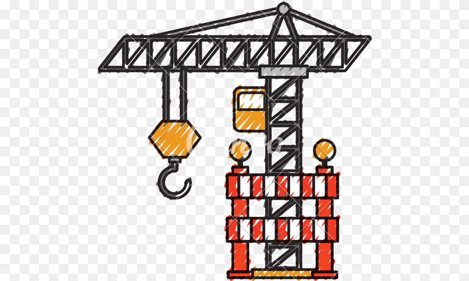 Construction Tower Crane Barricade Caution Tower Crane Work Clipart, Construction Crane, Electronics, Hardware Free Transparent Png