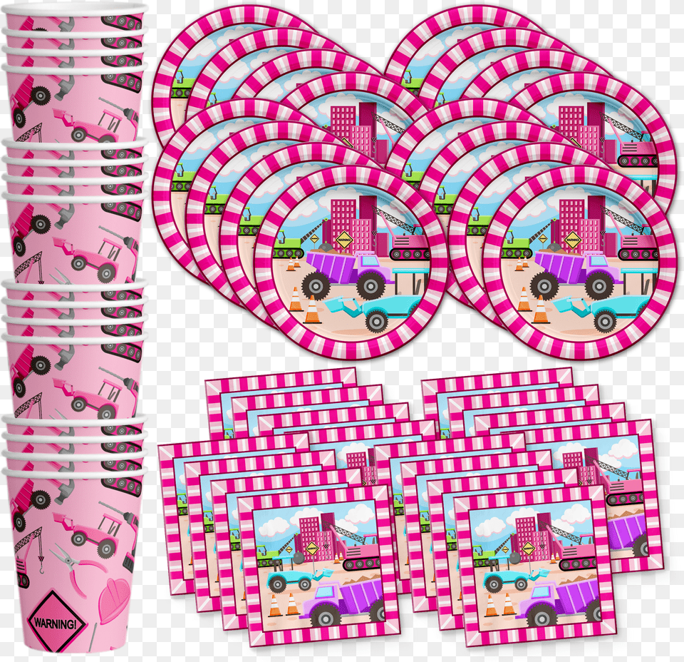 Construction Trucks Girl Birthday Party Tableware Kit Birthday, Art, Can, Tin Free Png Download