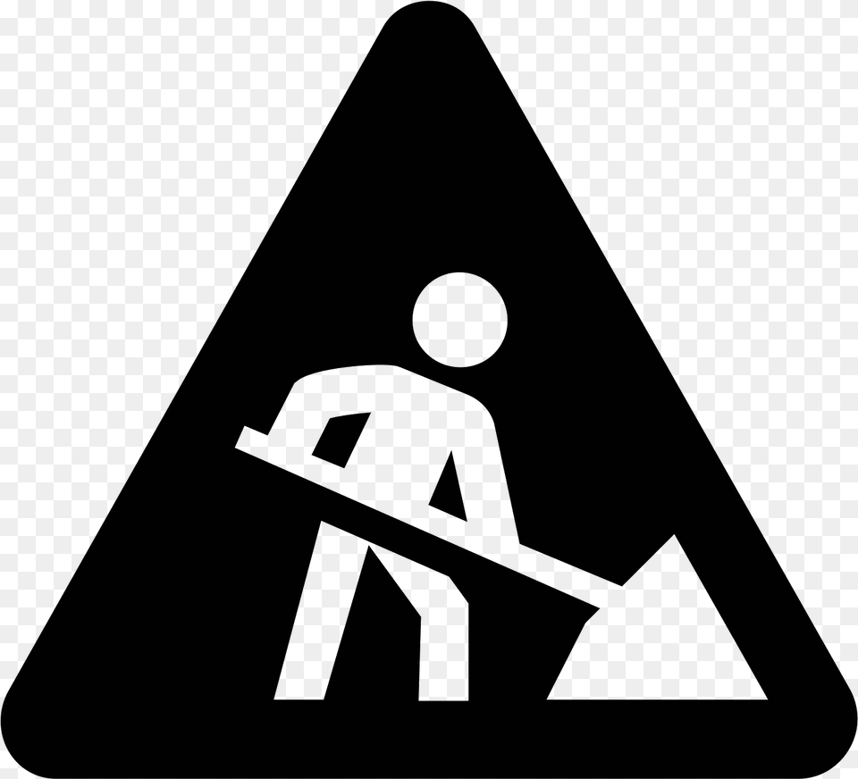 Construction Under Construction Sign Black And White, Gray Free Png Download