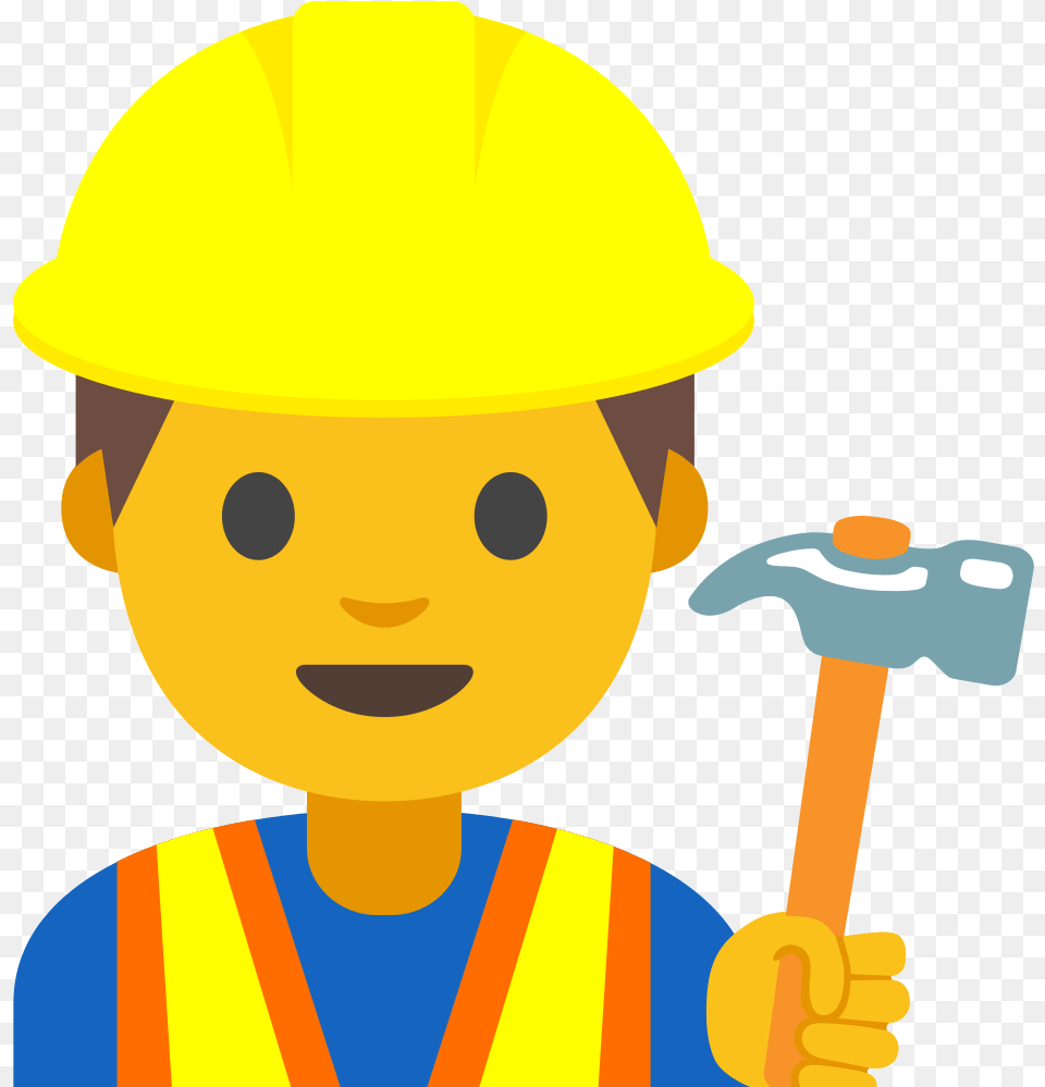 Construction Worker Emoji, Clothing, Hardhat, Helmet, Person Png