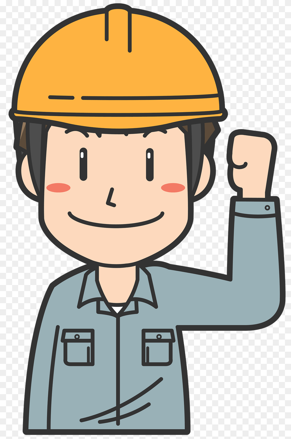 Construction Worker Is Pumping A Fist Clipart, Clothing, Hardhat, Helmet, Face Free Png