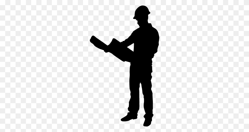 Construction Worker Plan Reading Silhouette, Adult, Male, Man, Person Png