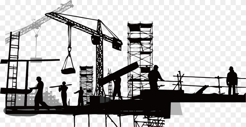 Construction Worker Silhouette Construction Black And White Clipart, Construction Crane, Person, Head, Chair Free Png Download
