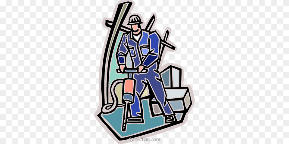 Construction Worker With Jack Hammer Royalty Vector Clip Art, Cleaning, Person, Dynamite, Weapon Free Png Download