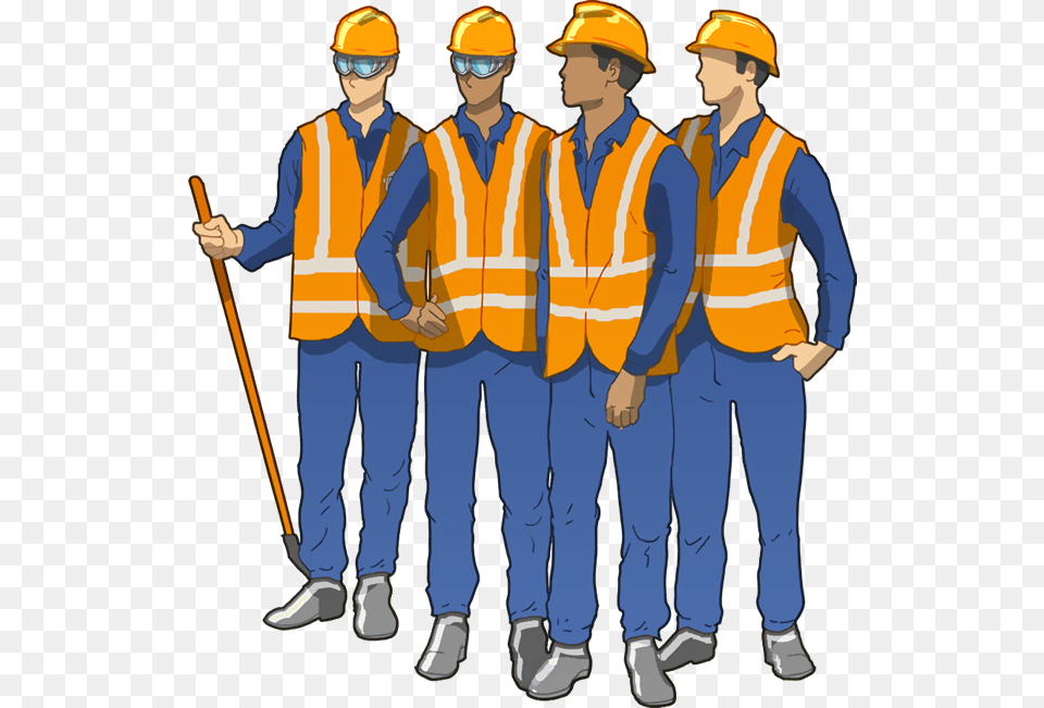 Construction Workers Blue Collar Workers Cartoon, Worker, Clothing, Vest, Person Png