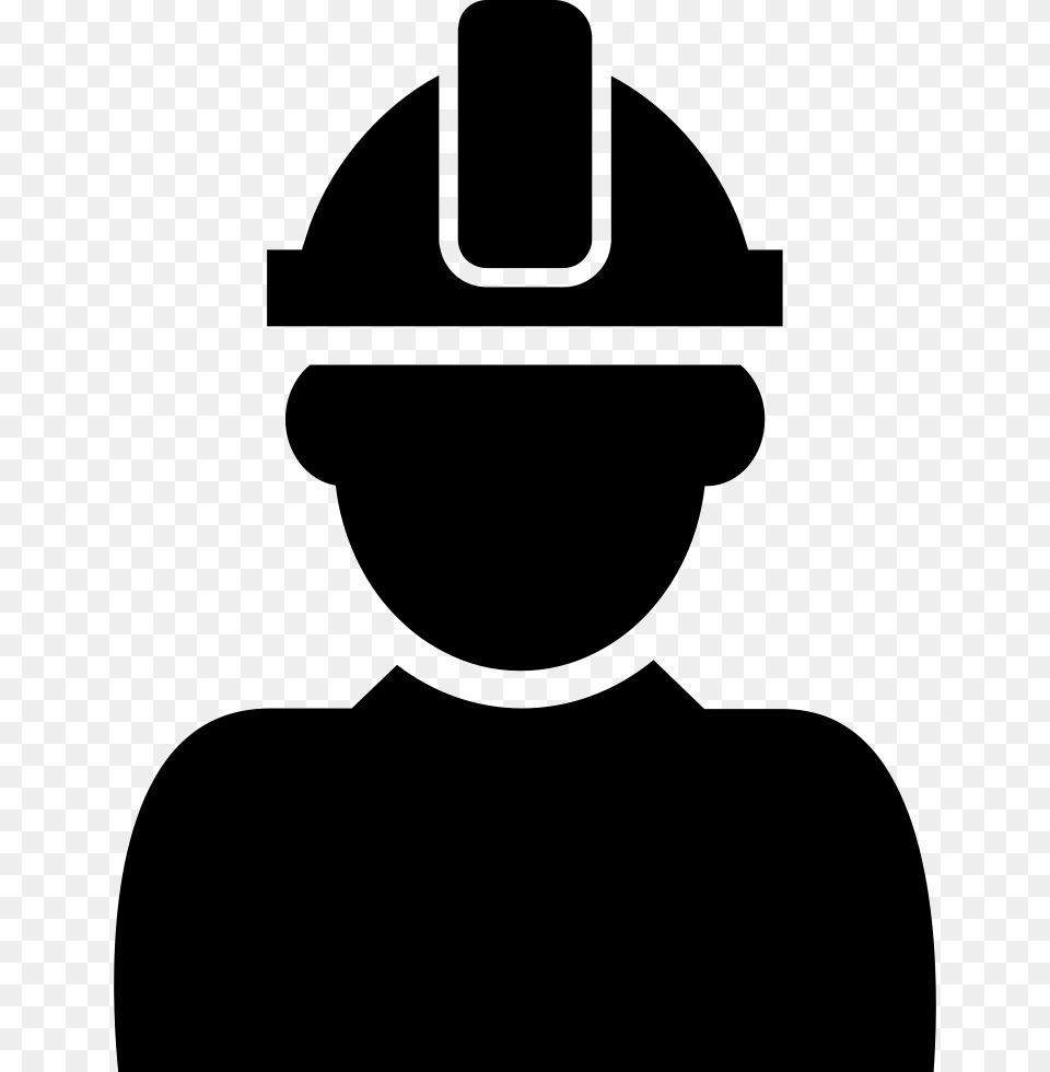 Constructor With Hard Hat Protection On His Head Man With Hard Hat Icon, Stencil, Clothing, Hardhat, Helmet Png