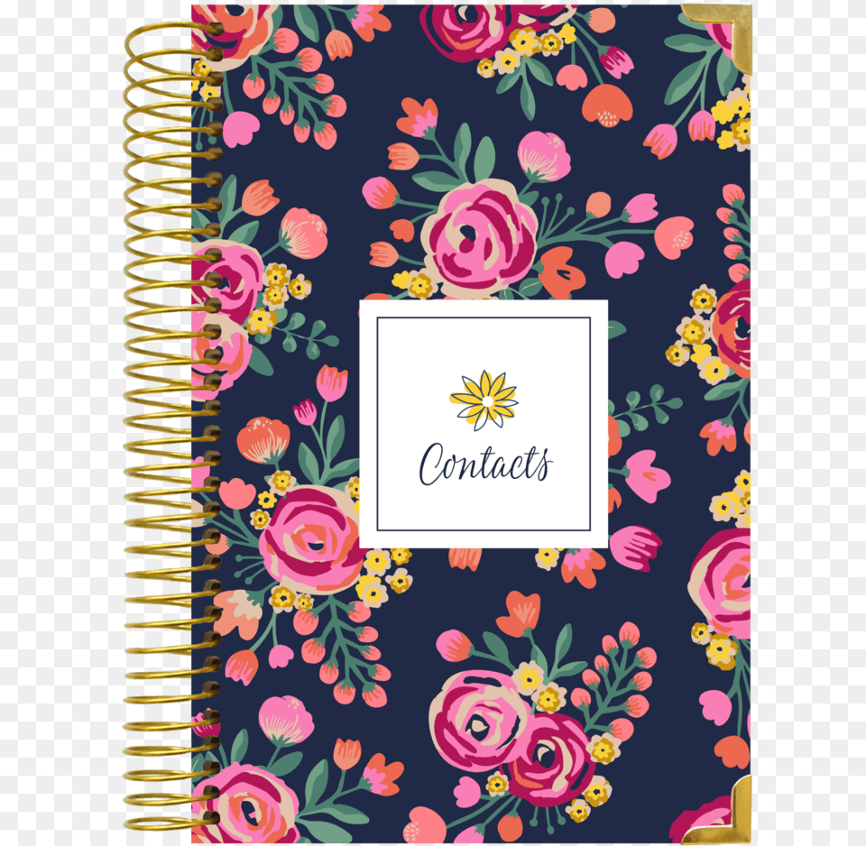 Contact Book Vintage Floral Bloom Daily Planners 2017 Calendar Year Daily Planner, Art, Floral Design, Graphics, Pattern Png Image
