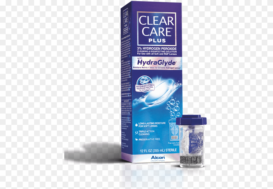 Contact Lens Cleaning Solution Clear Care Clear Care Hydraglyde, Bottle, Advertisement, Herbal, Herbs Free Png Download