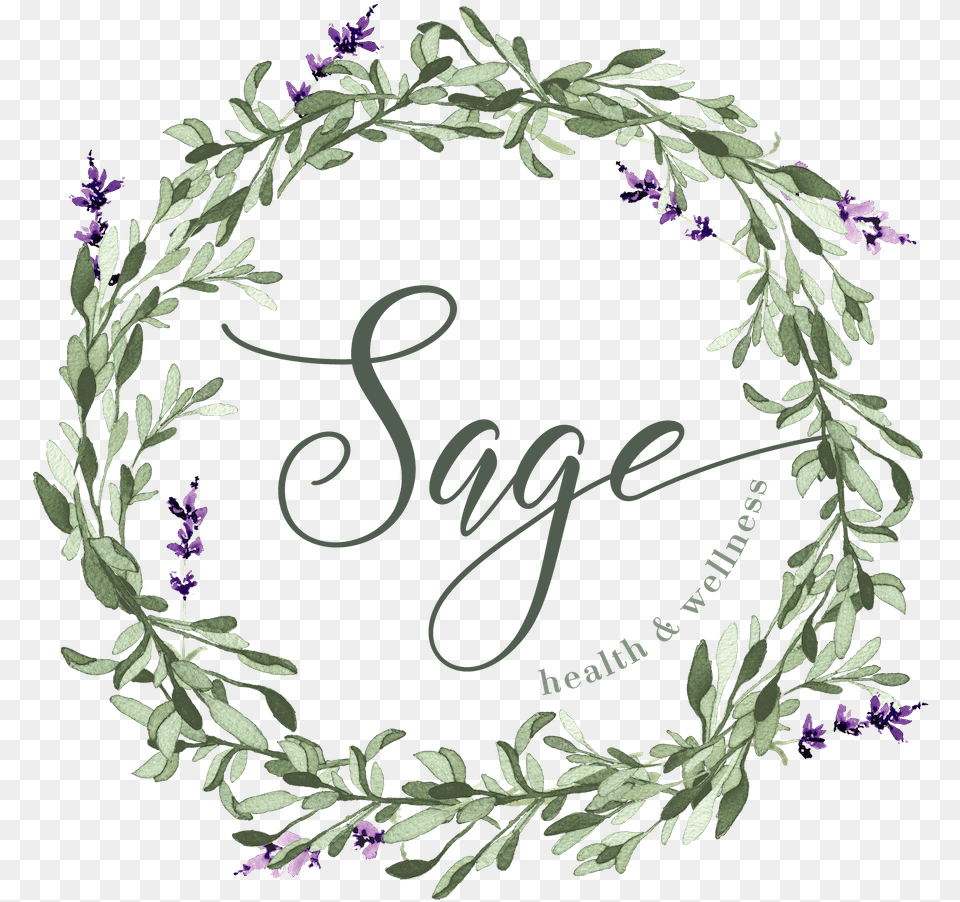 Contact Sage Health And Wellness Calligraphy, Plant, Flower, Purple, Wreath Free Png