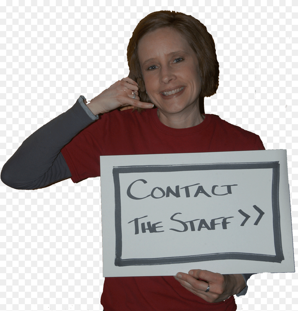 Contact The Eagle Bluff Staff Sign, Person, Hand, Finger, T-shirt Png
