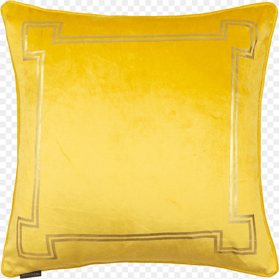 Contemporary Aria Mustard Yellow Velvet Pillow With Gold Foil Accents Throw Pillow, Cushion, Home Decor Png