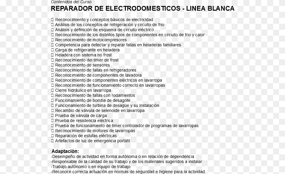 Contenidos Del Curso Reparador De Electrodomesticos Size, Gray Free Transparent Png