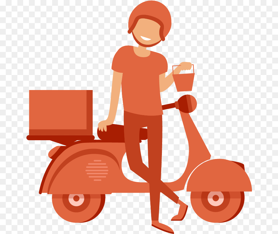 Convenience Delivery Motor Ads, Person, Scooter, Transportation, Vehicle Free Transparent Png