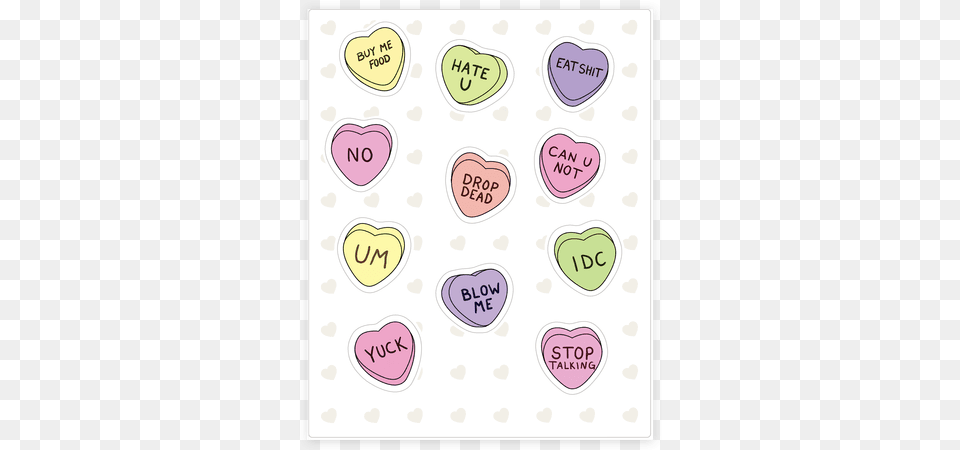 Conversation Hearts Stickerdecal Sheet Necco Large Conversation Candy Hearts, Pattern, Home Decor, Heart Png Image