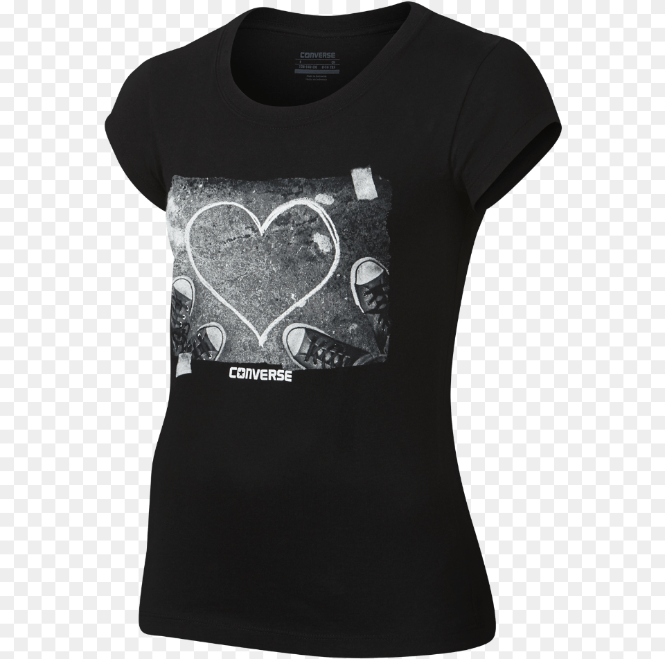 Converse Chalk Heart Big Kids39 T Shirt Xs Shirt, Clothing, T-shirt, Footwear, Shoe Free Png Download