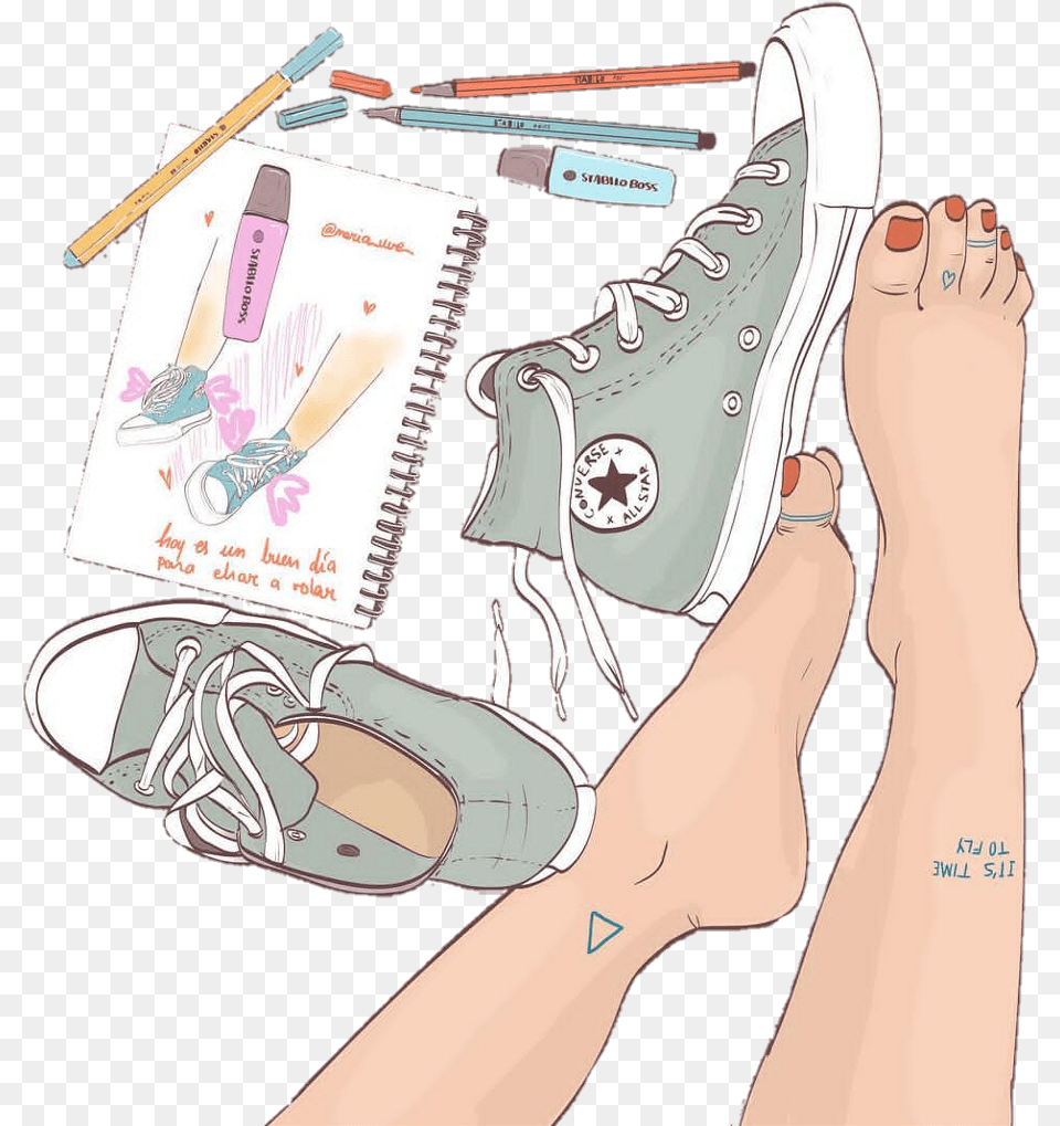 Converse Clipart Tumblr Sticker Drawing, Clothing, Footwear, Shoe, Sneaker Free Png Download