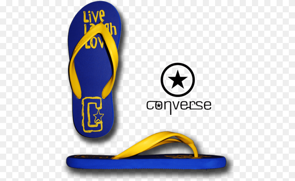 Converse Live Laugh Love Blue Yellow Flip Flops Blue, Clothing, Flip-flop, Footwear Free Png Download