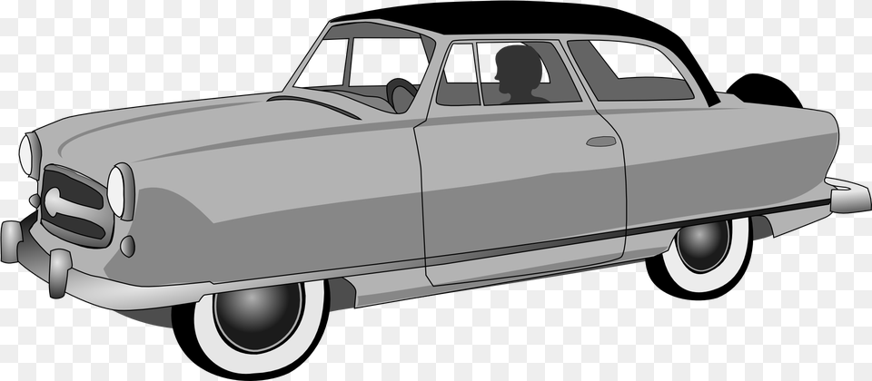 Convertible Gray Car Drawing 1950 Car No Background, Sedan, Transportation, Vehicle, Person Free Png