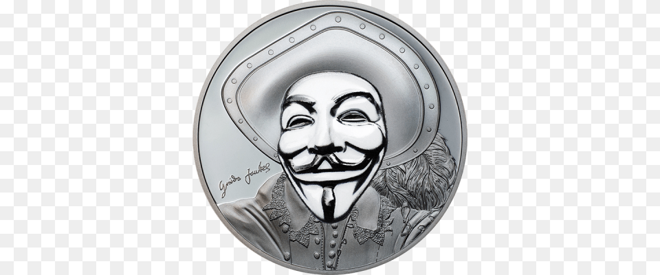 Cook Islands 2017 5 Historic Guy Fawkes Mask Ii 1 2018 10z Silver Griffin, Adult, Female, Person, Woman Free Transparent Png