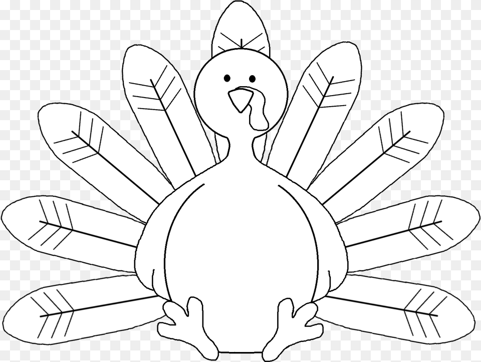 Cooked Thanksgiving Turkey Clipart Black And White Cute Turkey Clipart Black And White, Art, Stencil, Drawing, Animal Free Png Download