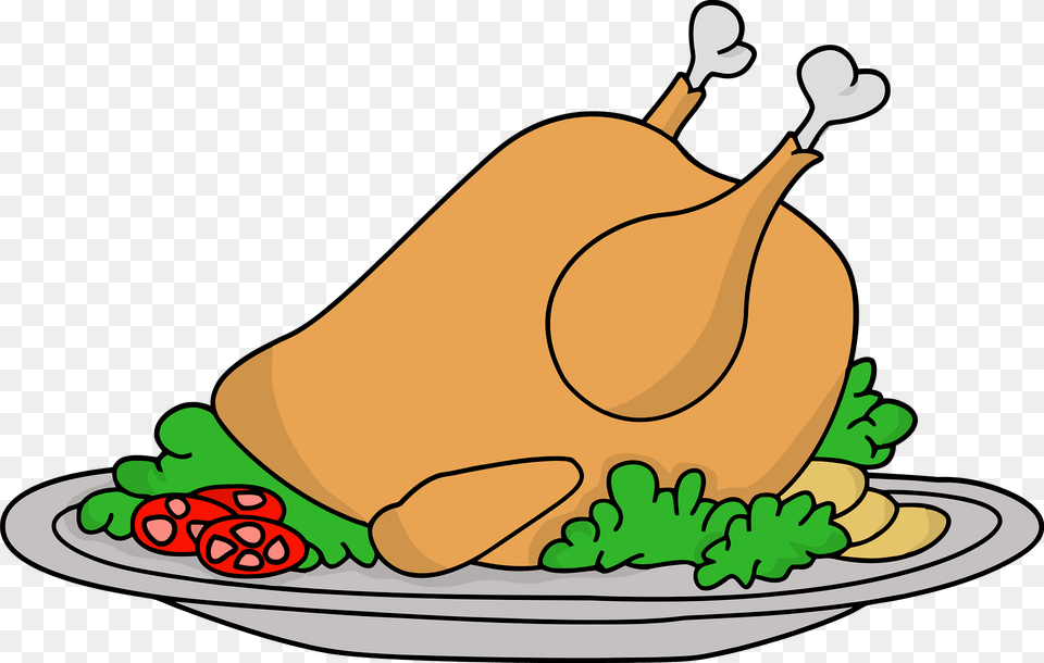 Cooked Turkey On A Serving Platter Clipart, Turkey Dinner, Roast, Meal, Food Free Transparent Png
