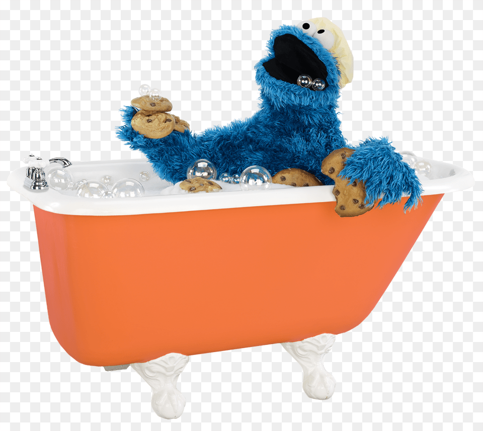 Cookie Monster In The Bath, Bathing, Bathtub, Person, Tub Free Transparent Png