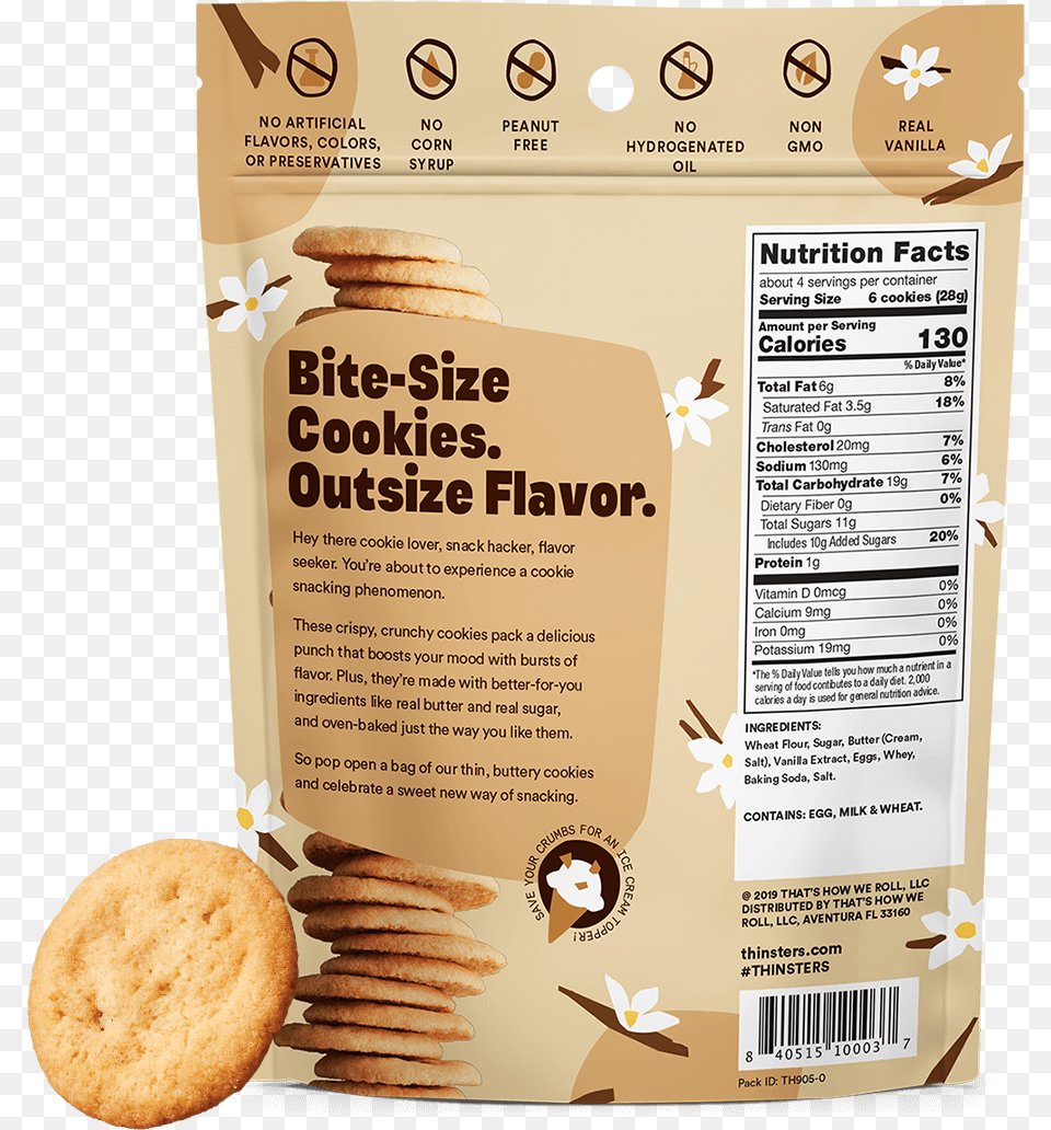 Cookie Thins Peanut Butter Cookie, Bread, Cracker, Food, Advertisement Free Png Download