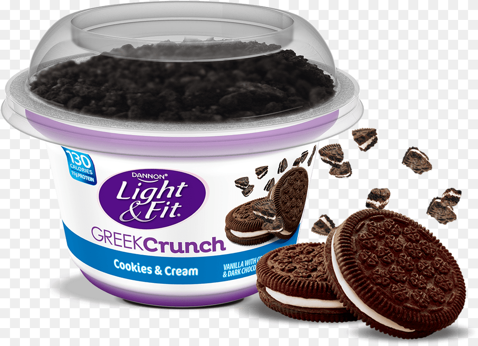 Cookies Amp Cream Nonfat Greek Yogurt Crunch Light And Fit Yogurt Cookies And Cream, Dessert, Food, Sweets, Ice Cream Free Transparent Png