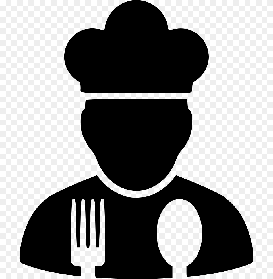 Cooking Chef Restaurant Black Black And White Transparent Chef Icon, Cutlery, Fork, Stencil, Person Free Png