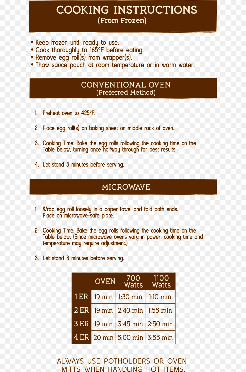 Cooking Instructions Kahiki Egg Rolls Cooking Instructions, Text, Menu, Scoreboard, Advertisement Png