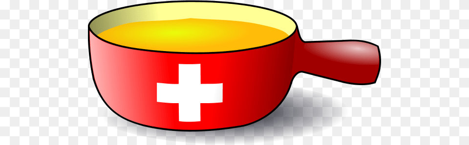 Cooking Pan With A Swiss Flag On Its Side Vector Clip Fondue Clipart, Cup, First Aid, Beverage, Coffee Free Png Download