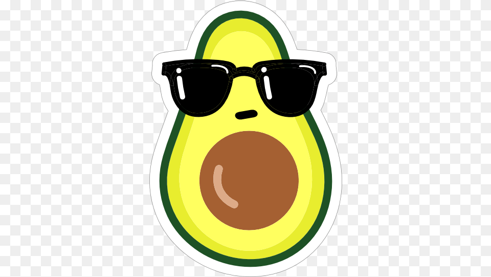 Cool Avocado With Sunglasses Sticker Clipart Avocado With Face, Accessories, Food, Fruit, Plant Png Image