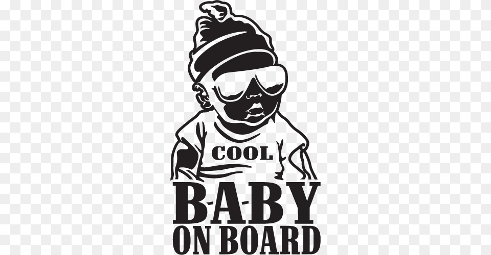 Cool Baby On Board Decal Sticker For Car Window Laptop Baby On Board, Stencil, Person, Face, Head Png