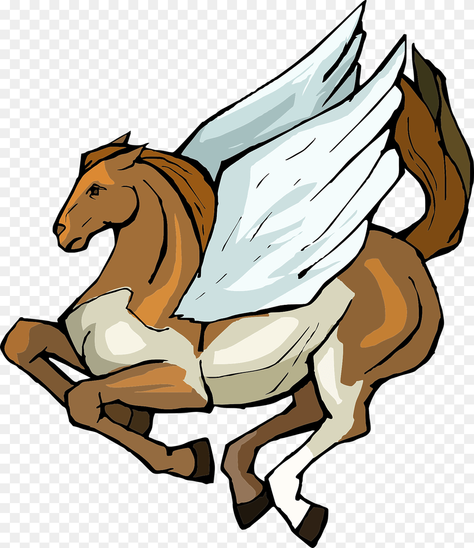 Cool Brown Running Pegasus With White Wings Tattoo, Baby, Person Free Png Download