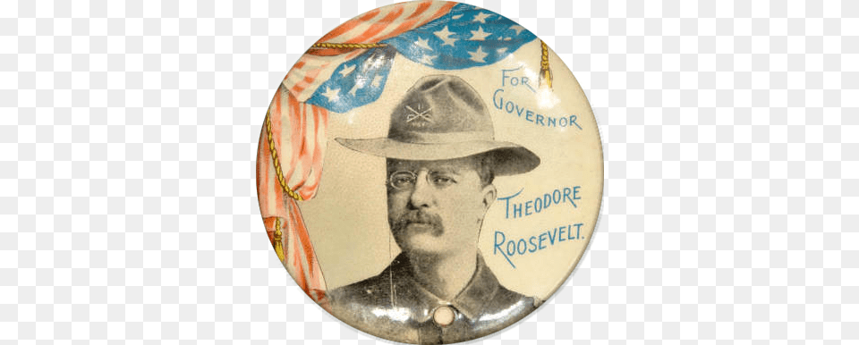 Cool Button From Teddy Roosevelt39s Winning 1898 Campaign Theodore Roosevelt Pins, Badge, Clothing, Hat, Logo Free Png