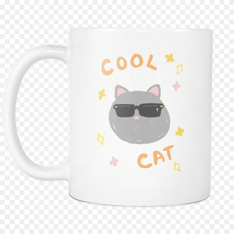 Cool Cat Mug Mug, Cup, Animal, Mammal, Pet Free Transparent Png