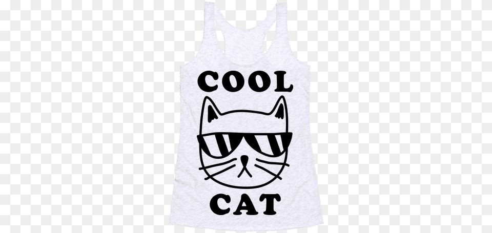 Cool Cat Racerback Tank Top Gato Go Tote Bag Funny Tote Bag From Lookhuman Funny, Clothing, Tank Top, Person Free Png Download