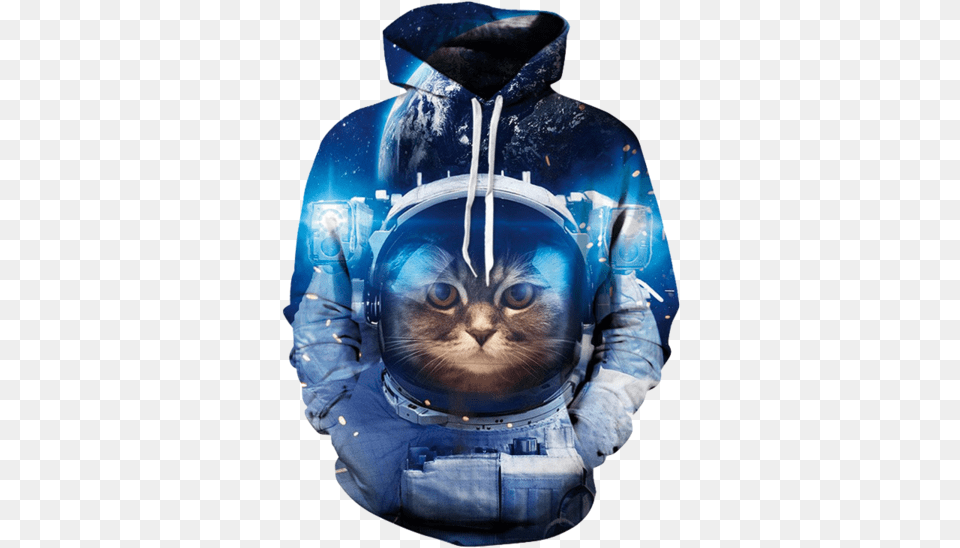 Cool Cat Unisex Hoodie Cat In Outer Space, Sweatshirt, Sweater, Knitwear, Clothing Png