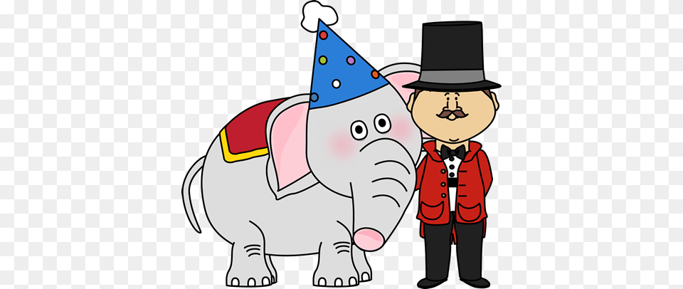 Cool Circus Elephant Clipart Circus Elephant And Ringmaster Clip, Clothing, Hat, Adult, Male Free Png