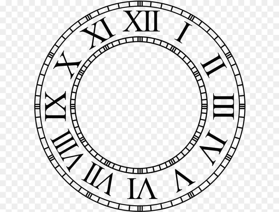 Cool Clock Drawing At Roman Numerals Clock, Gray Free Transparent Png